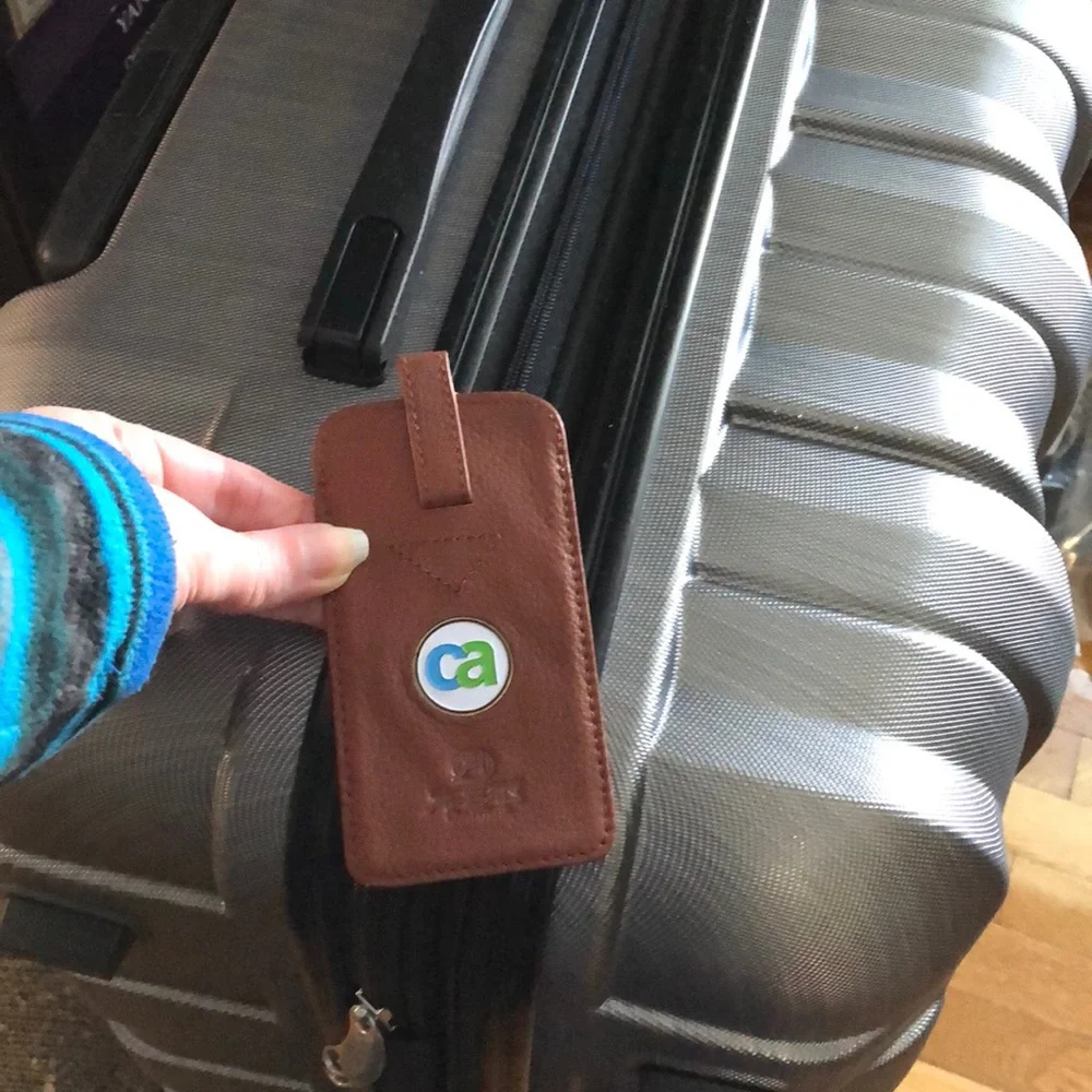 Leather brown Ahead luggage tag Logo CA